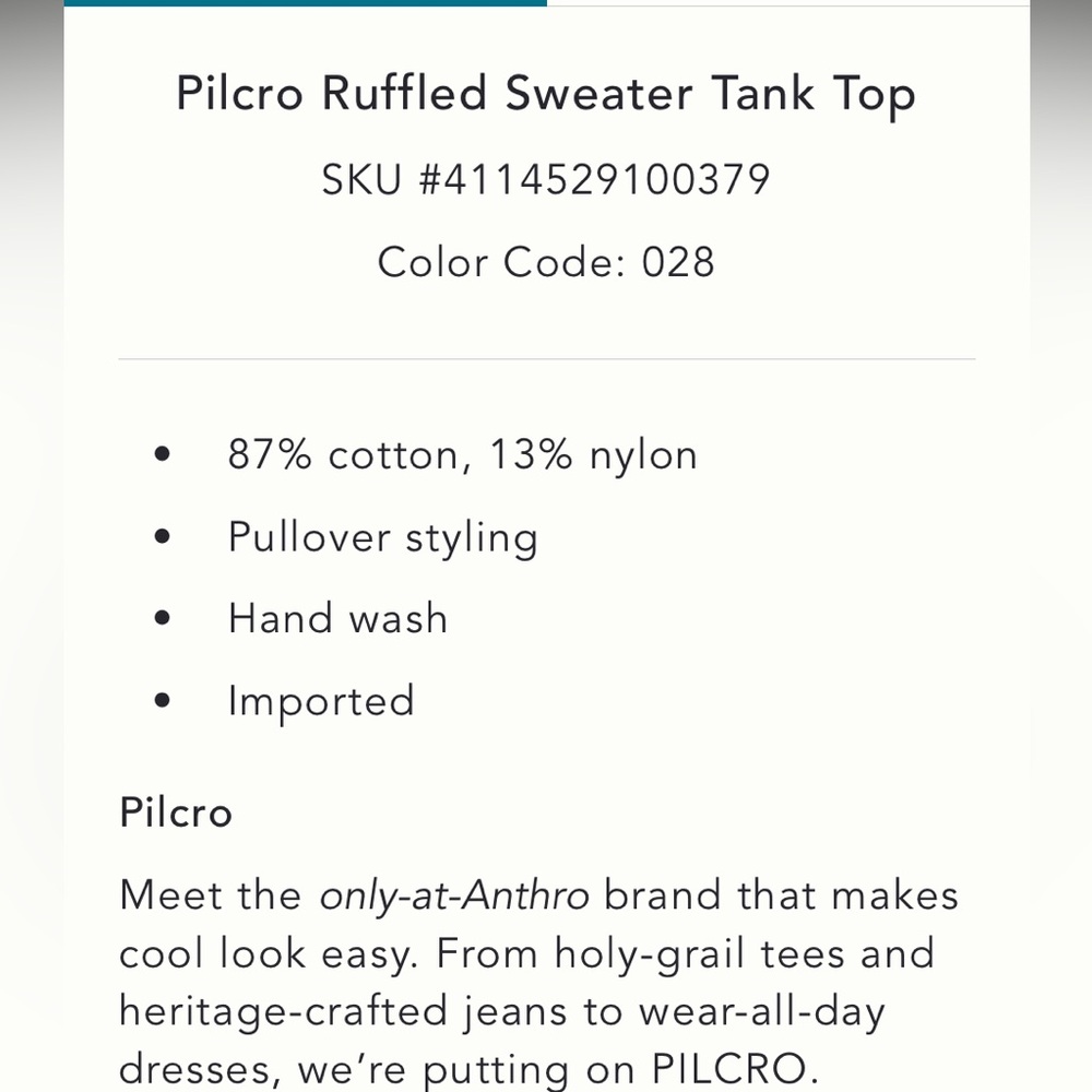 Pilcro Rust Ruffle Knit Tank Top Sz L NEW - Picture 5 of 8